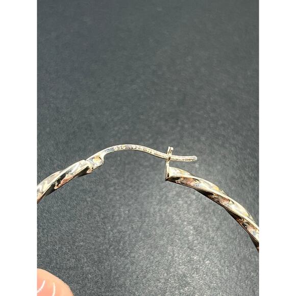 Sterling Silver 925 Twisted Rope Hoop Earrings 2" Diameter OSG Stamped 4.6g - Picture 4 of 8